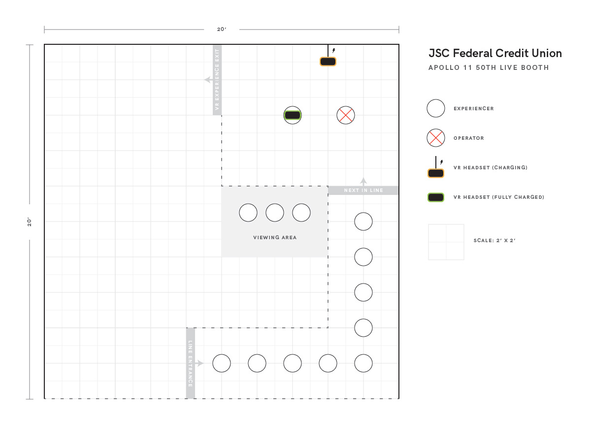 Apollo booth floor plan for NASA event showcasing VR experiences