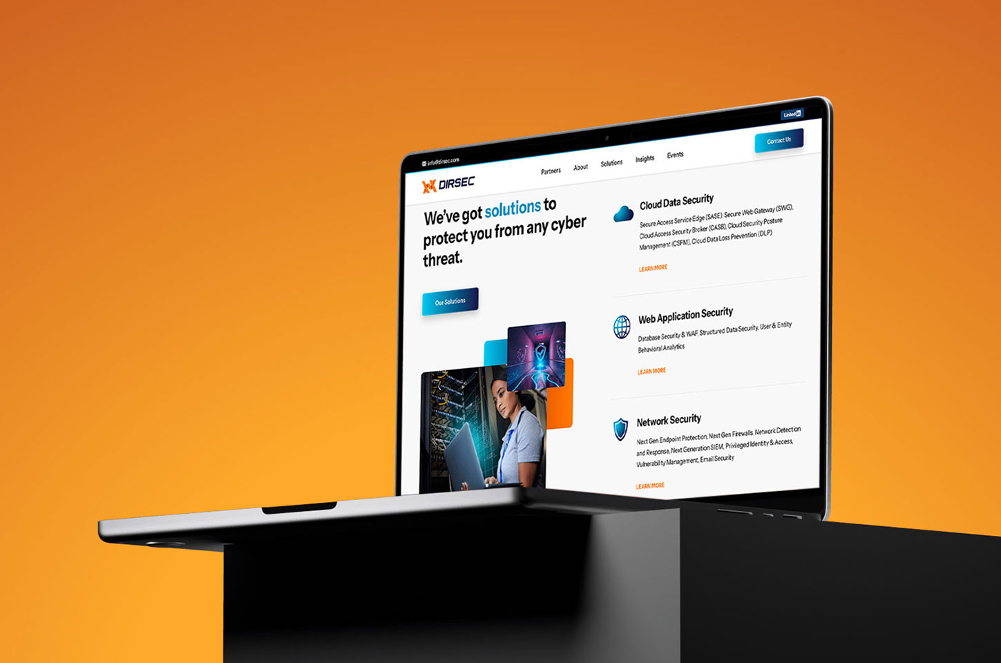 DirSec website displayed on a laptop in landscape orientation