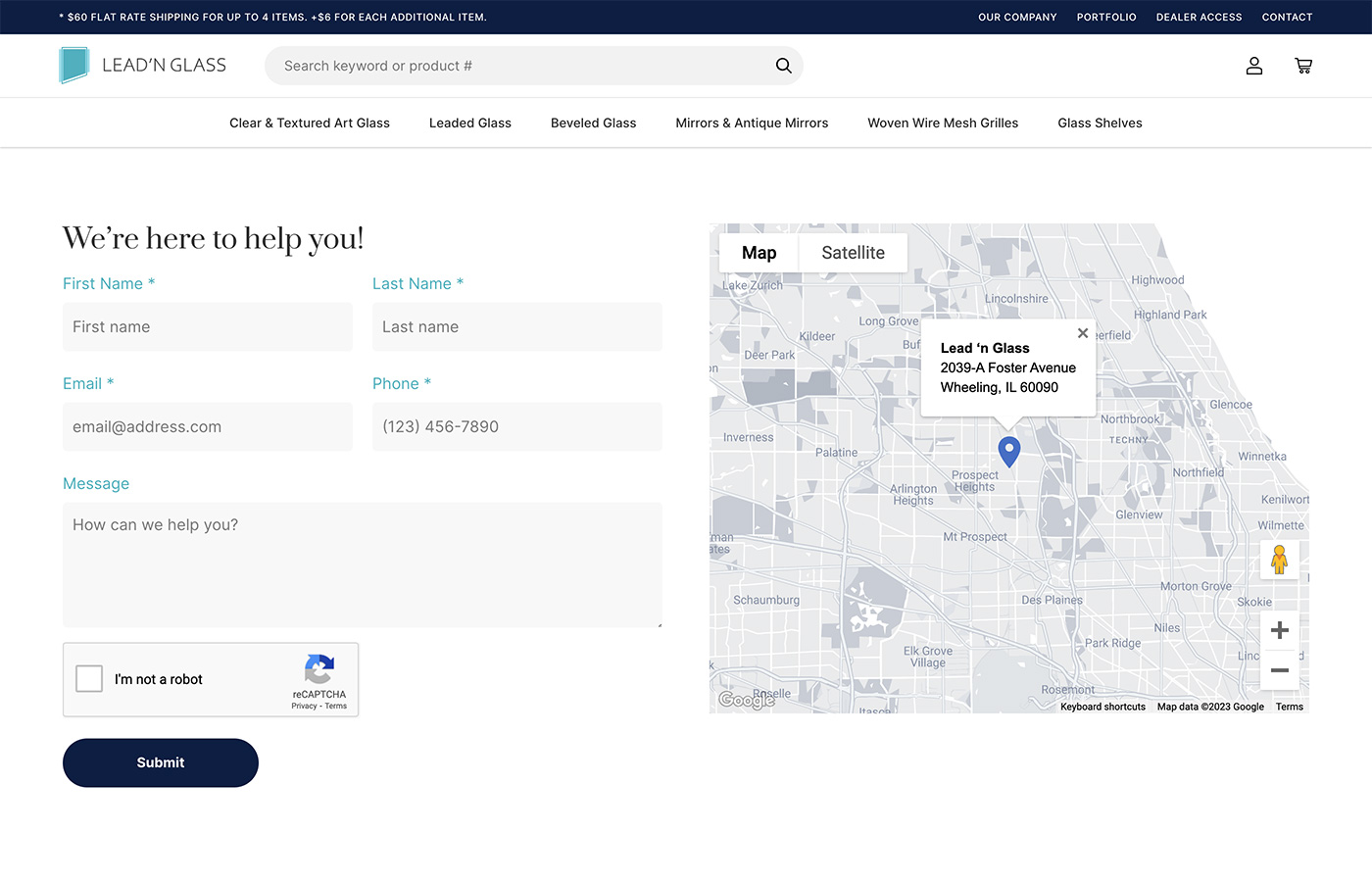 LeadnGlass contact page providing customer support and inquiry options