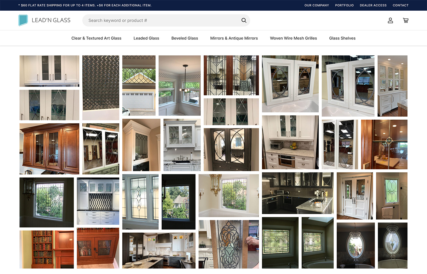 LeadnGlass gallery page showcasing products and installations