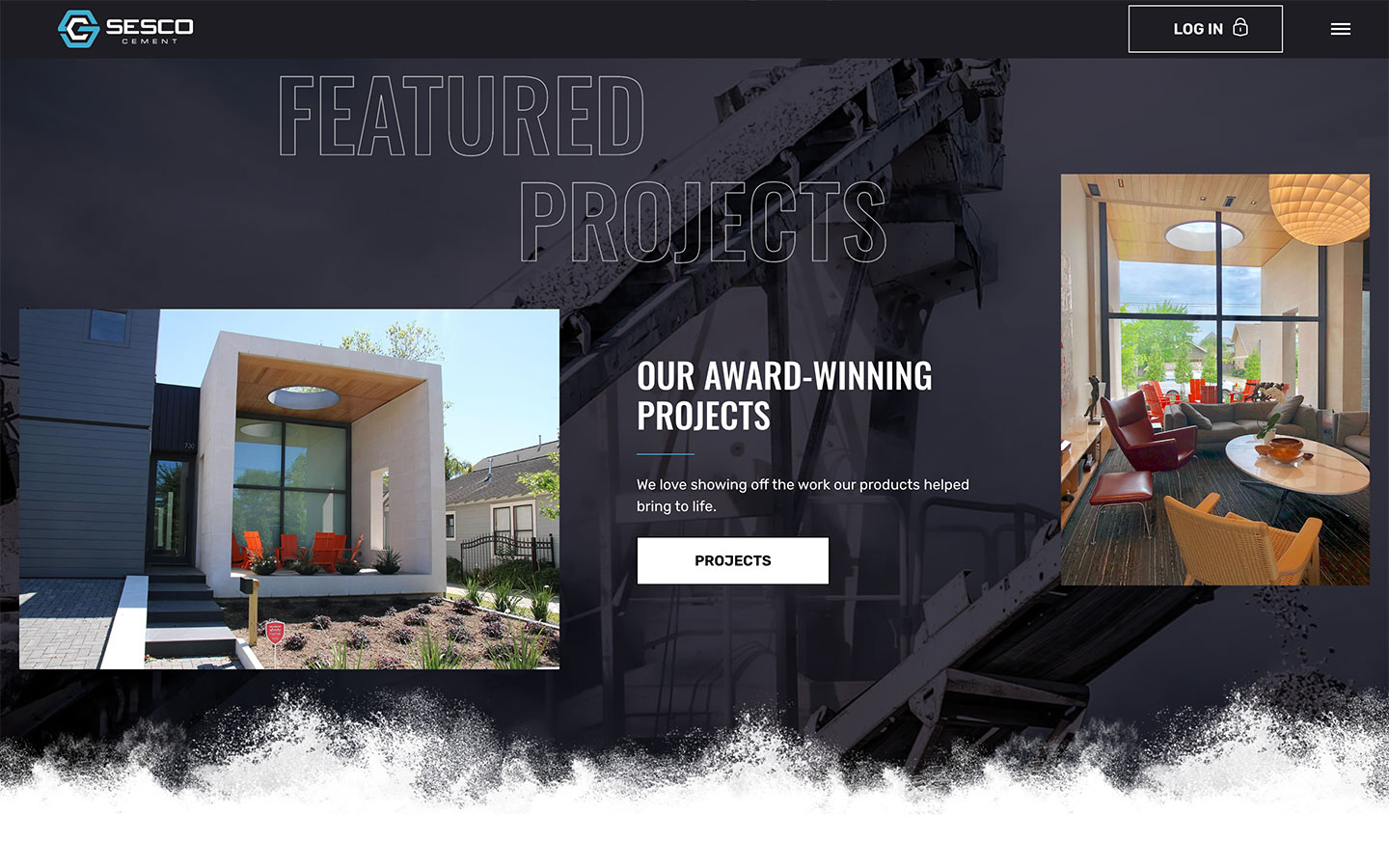 SESCO website featured projects section screenshot highlighting completed projects