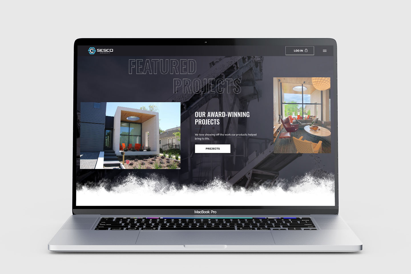 SESCO website homepage displayed on a laptop showing main navigation and layout