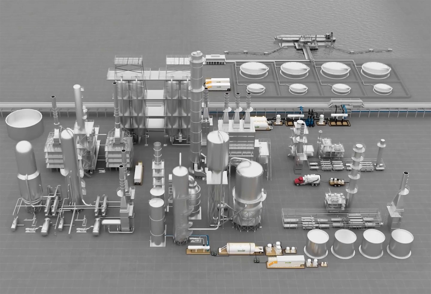 Aerial view of Vapor Point operations highlighting industrial vapor control processes
