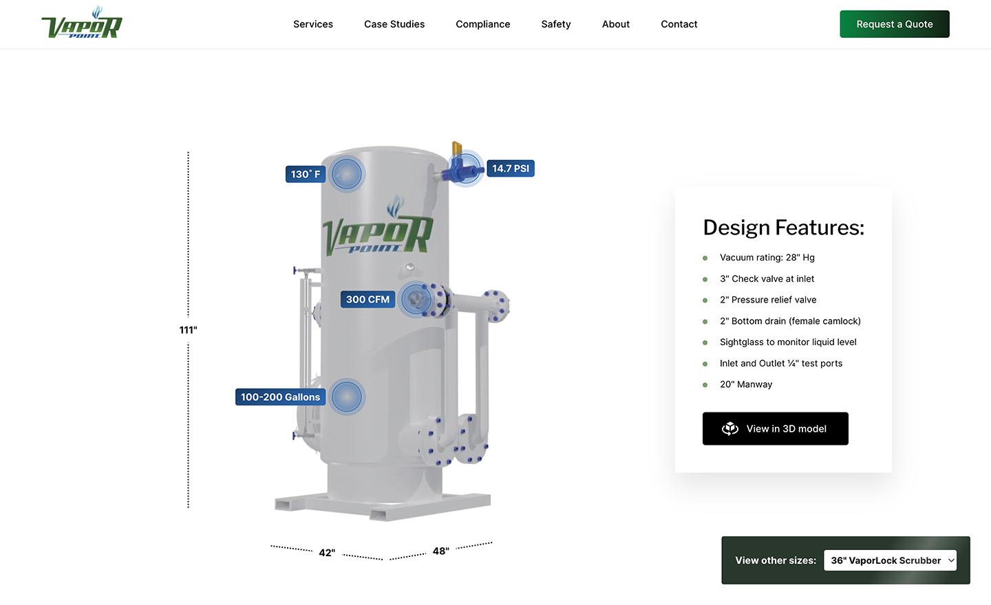 Vapor Point VaporLock scrubber system used for industrial vapor control and emissions reduction