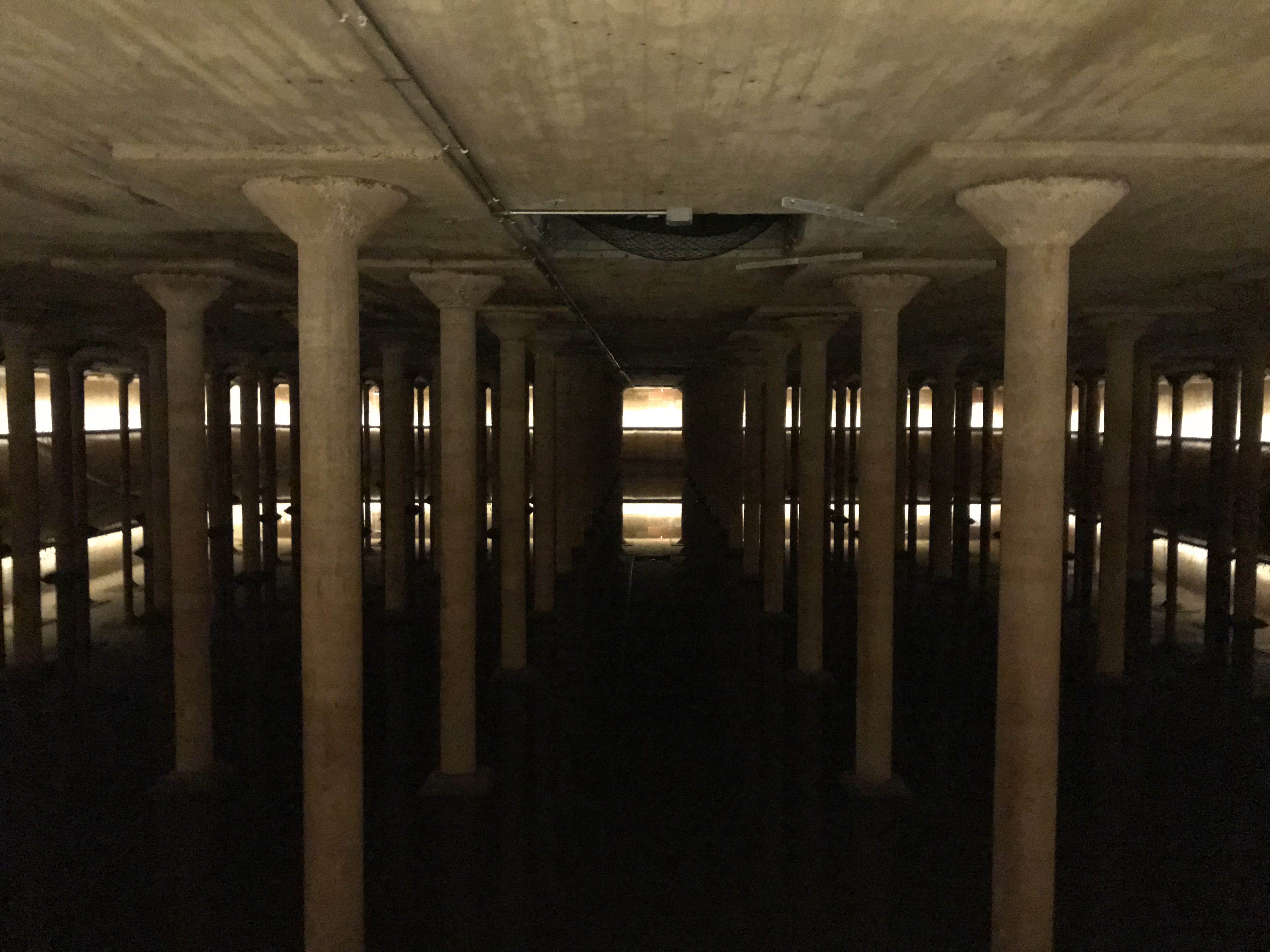 Buffalo Bayou Park Cistern in Houston, Texas - historic underground water reservoir with unique architectural columns, lighting, and a popular tourist destination