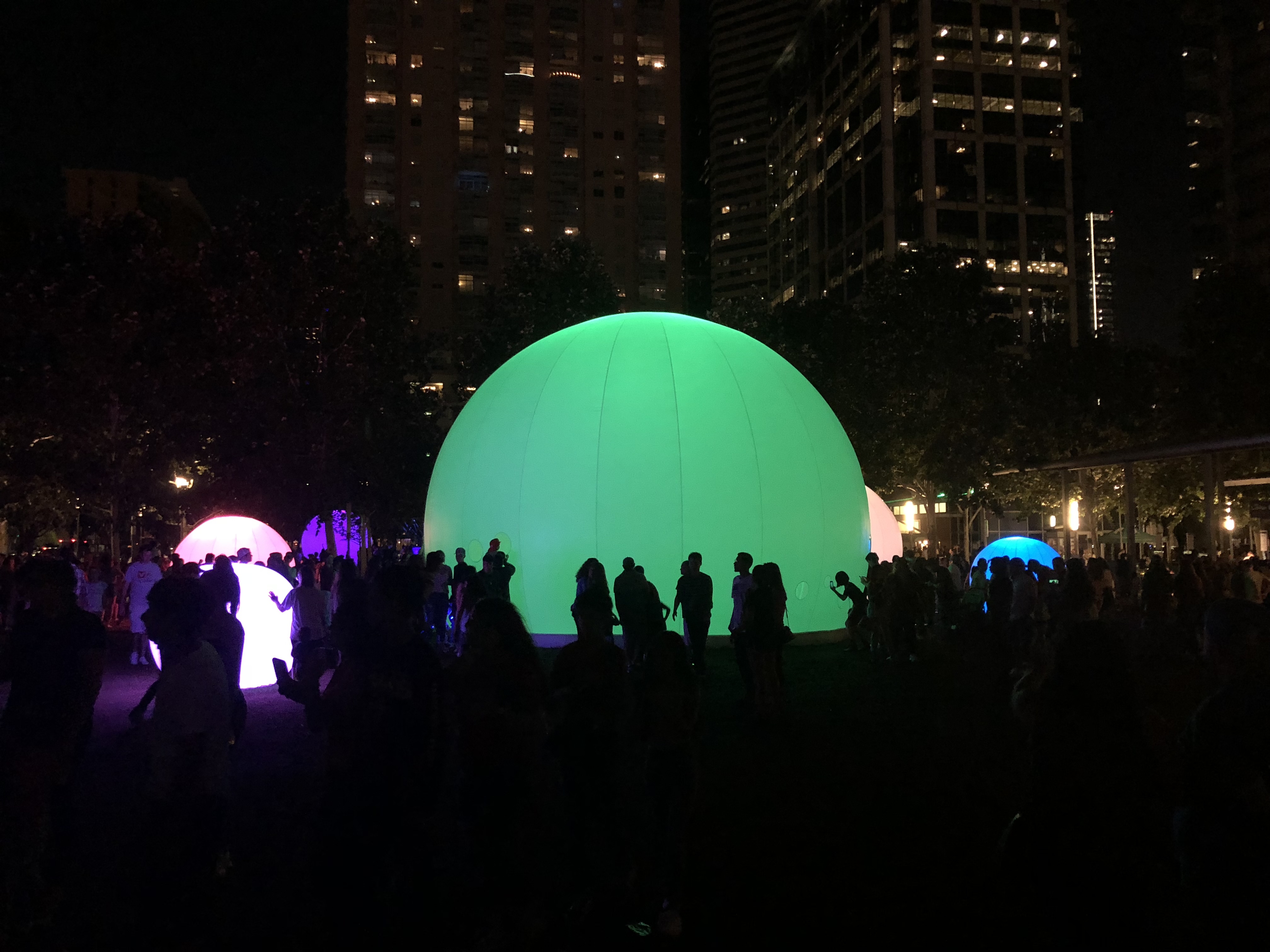 Houston Discovery Green’s Lucion Traveling Light Moongarden installation photographed by Ricky Lee Lapraim.