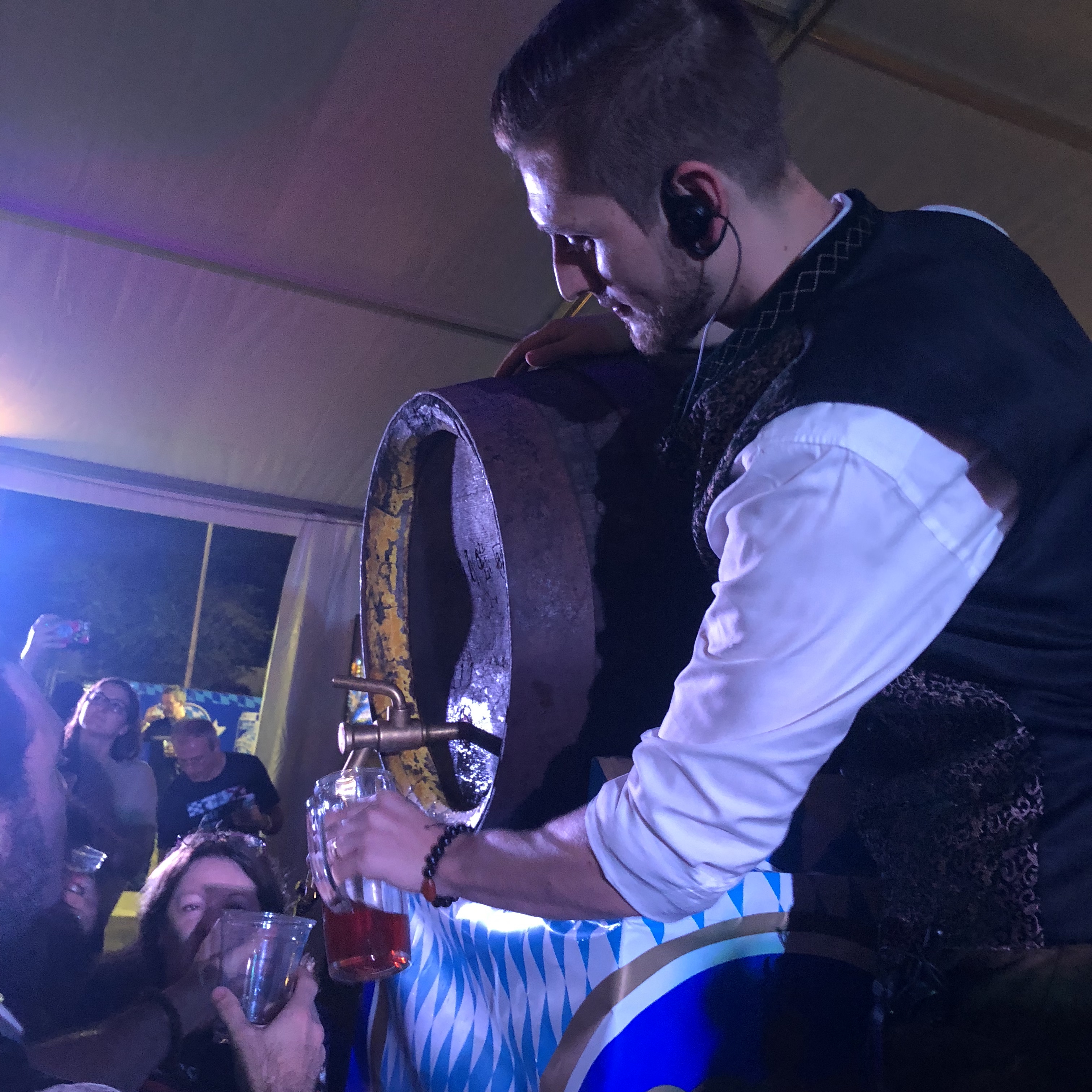 Phil Sitter Serving Beer at Kings BierHaus Oktoberfest in Houston, Texas